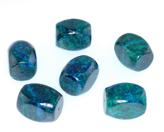 30x21mm  Chrysocolla Quantum Quattro Gemstone Rectangle Loose Beads   (90182527-a137)
