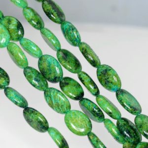 Shop Chrysocolla Bead Shapes! Chrysocolla Gemstone Green Flat Oval 13x10mm Loose Beads 7.5 inch Half Strand (90143185-B61) | Natural genuine other-shape Chrysocolla beads for beading and jewelry making.  #jewelry #beads #beadedjewelry #diyjewelry #jewelrymaking #beadstore #beading #affiliate #ad