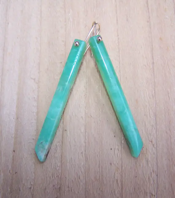 Chrysoprase Stick Pinned With Solid 14k Gold  Earwire
