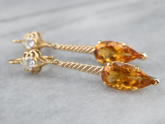 Citrine Diamond Drop Earrings, Yellow Gold Citrine Earrings, Citrine Jewelry, Gifts For Her, Teardrop Earrings, Gemstone Earrings 5p12lrcy