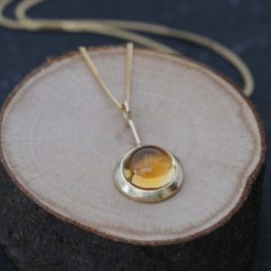 Shop Citrine Jewelry! Citrine Cabochon Gold Necklace – 18K Gold Citrine Pendant Necklace | Natural genuine Citrine jewelry. Buy crystal jewelry, handmade handcrafted artisan jewelry for women.  Unique handmade gift ideas. #jewelry #beadedjewelry #beadedjewelry #gift #shopping #handmadejewelry #fashion #style #product #jewelry #affiliate #ad