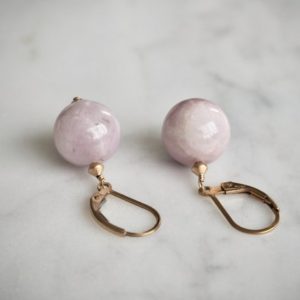 Dainty Gold Filled Natural Kunzite Earrings, Minimalist Gemstone Earrings, Pink Lilac Earrings | Natural genuine Array earrings. Buy crystal jewelry, handmade handcrafted artisan jewelry for women.  Unique handmade gift ideas. #jewelry #beadedearrings #beadedjewelry #gift #shopping #handmadejewelry #fashion #style #product #earrings #affiliate #ad