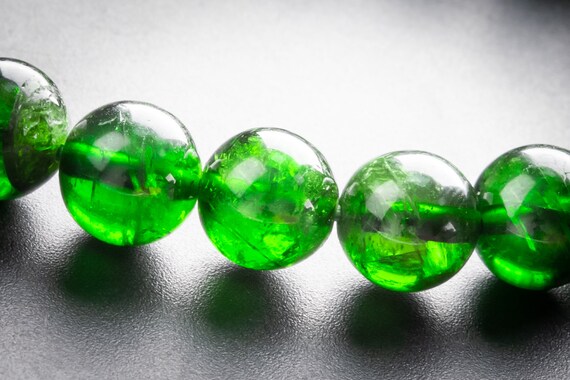 Precious Genuine Chrome Diopside Aaaaa Gemstone Bracelet 8-9mm Transparent Intense Forest Green Siberian Emerald Round Beads (117507h-3744)