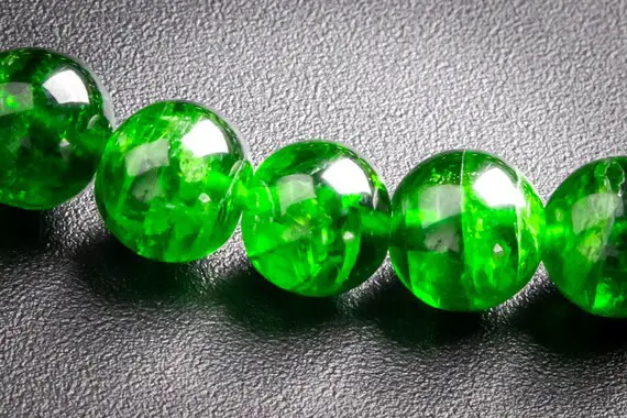 Precious Genuine Chrome Diopside Aaaaa Gemstone Bracelet 7-8mm Transparent Intense Forest Green Siberian Emerald Round Beads (117793h-3970)