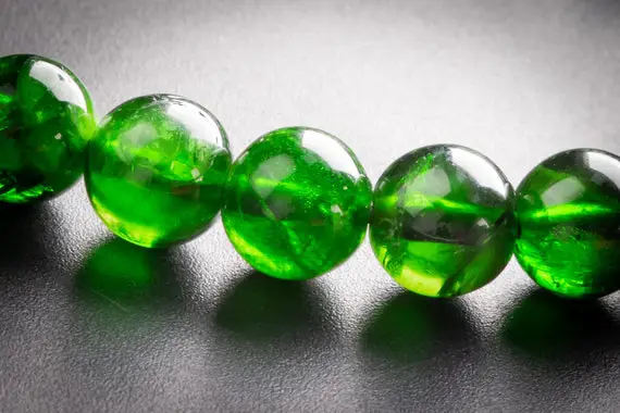 Precious Genuine Chrome Diopside Aaaaa Gemstone Bracelet 7-8mm Transparent Intense Forest Green Siberian Emerald Round Beads (117504h-3744)