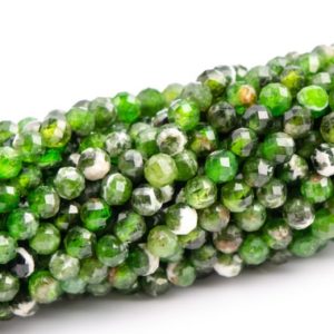 Shop Diopside Faceted Beads! 2-3MM Snow Cover Chrome Diopside Grade A Genuine Natural Gemstone Full Strand Faceted Round Loose Beads 15" Bulk Lot Options (117515-3941) | Natural genuine faceted Diopside beads for beading and jewelry making.  #jewelry #beads #beadedjewelry #diyjewelry #jewelrymaking #beadstore #beading #affiliate #ad