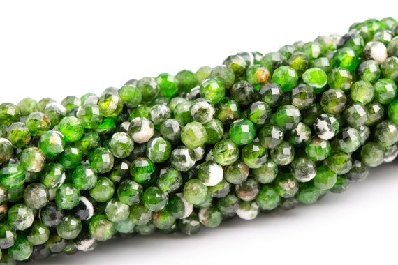 2-3mm Snow Cover Chrome Diopside Grade A Genuine Natural Gemstone Full Strand Faceted Round Loose Beads 15" Bulk Lot Options (117515-3941)