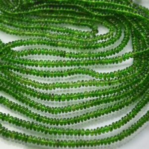 Shop Diopside Rondelle Beads! 16 Inch Strand, Natural Chrome Diopside Smooth Rondelles. Size 3-4mm | Natural genuine rondelle Diopside beads for beading and jewelry making.  #jewelry #beads #beadedjewelry #diyjewelry #jewelrymaking #beadstore #beading #affiliate #ad