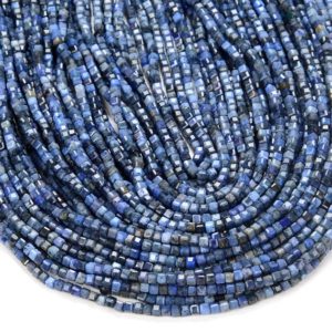 Shop Dumortierite Faceted Beads! 2MM Natural Dumortierite Gemstone Grade AAA Micro Faceted Diamond Cut Cube Loose Beads BULK LOT 1,2,6,12 and 50 (P43) | Natural genuine faceted Dumortierite beads for beading and jewelry making.  #jewelry #beads #beadedjewelry #diyjewelry #jewelrymaking #beadstore #beading #affiliate #ad