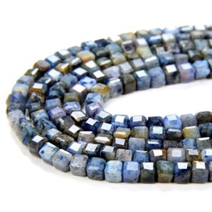 Shop Dumortierite Faceted Beads! 2MM Natural Dumortierite Gemstone Grade A Micro Faceted Diamond Cut Cube Loose Beads (P43) | Natural genuine faceted Dumortierite beads for beading and jewelry making.  #jewelry #beads #beadedjewelry #diyjewelry #jewelrymaking #beadstore #beading #affiliate #ad