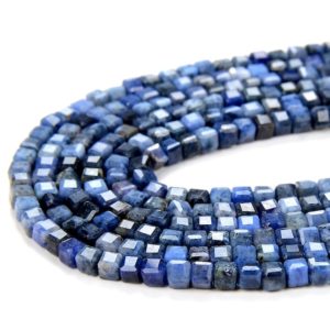 Shop Dumortierite Faceted Beads! 2MM Natural Dumortierite Gemstone Grade AAA Micro Faceted Diamond Cut Cube Loose Beads (P43) | Natural genuine faceted Dumortierite beads for beading and jewelry making.  #jewelry #beads #beadedjewelry #diyjewelry #jewelrymaking #beadstore #beading #affiliate #ad