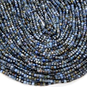 Shop Dumortierite Beads! 2MM Natural Dumortierite Gemstone Grade A Micro Faceted Diamond Cut Cube Loose Beads BULK LOT 1,2,6,12 and 50 (P43) | Natural genuine faceted Dumortierite beads for beading and jewelry making.  #jewelry #beads #beadedjewelry #diyjewelry #jewelrymaking #beadstore #beading #affiliate #ad
