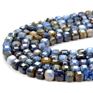 Shop Dumortierite Beads! 4MM Natural Dumortierite Gemstone Grade A Micro Faceted Diamond Cut Cube Loose Beads (P41) | Natural genuine faceted Dumortierite beads for beading and jewelry making.  #jewelry #beads #beadedjewelry #diyjewelry #jewelrymaking #beadstore #beading #affiliate #ad