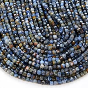 Shop Dumortierite Beads! 4MM Natural Dumortierite Gemstone Grade A Micro Faceted Diamond Cut Cube Loose Beads BULK LOT 1,2,6,12 and 50 (P41) | Natural genuine faceted Dumortierite beads for beading and jewelry making.  #jewelry #beads #beadedjewelry #diyjewelry #jewelrymaking #beadstore #beading #affiliate #ad
