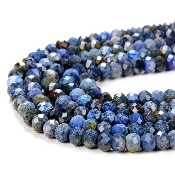 6x4mm Natural Dumortierite Gemstone Grade Aa Micro Faceted Rondelle Loose Beads (p37)