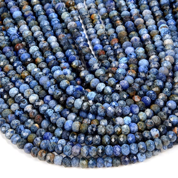 6x4mm Natural Dumortierite Gemstone Grade Aa Micro Faceted Rondelle Loose Beads Bulk Lot 1,2,6,12 And 50 (p37)
