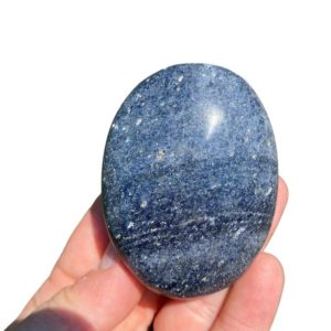 Shop Dumortierite Stones & Crystals! Dumortierite Palm Stone (1.75" – 3") – Polished Dumortierite Oval Palm Stone  – Tumbled Dumortierite Quartz Crystal – Dumortierite Gemstone | Natural genuine stones & crystals in various shapes & sizes. Buy raw cut, tumbled, or polished gemstones for making jewelry or crystal healing energy vibration raising reiki stones. #crystals #gemstones #crystalhealing #crystalsandgemstones #energyhealing #affiliate #ad
