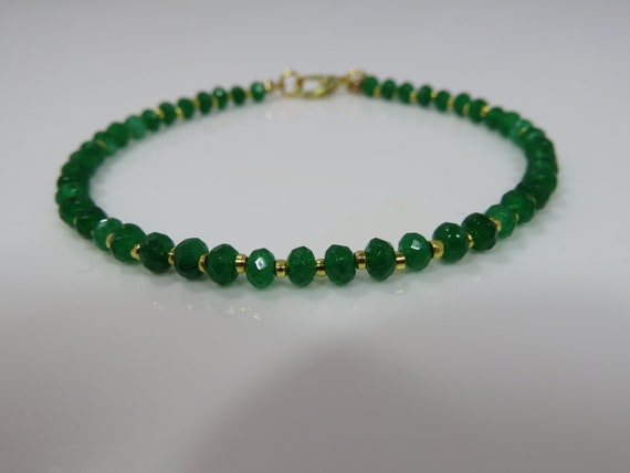Emerald Bracelet, Emerald Bracelet, Natural Emerald Bracelet, Genuine Emerald Gemstone Bracelet,