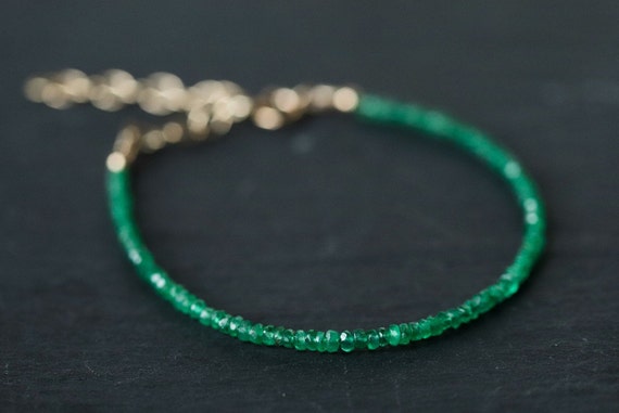 Zambian Emerald Bracelet | Zambian Dainty Bracelet | Genuine Zambian Emerald | Zambian Emerald Gift | May Birthstone | Zambian Emerald #0194