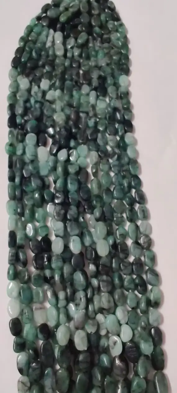 Natural Emerald Mani Beads Smooth Beads 13" Beads Strand | Natural Emerald Beads | Smooth Emerald Beads| 6- 8 Mm