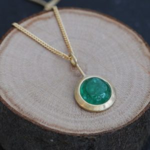 Shop Emerald Pendants! Emerald Cabochon Necklace in 18K Gold, Christmas Gift For Her Emerald Pendant | Natural genuine Emerald pendants. Buy crystal jewelry, handmade handcrafted artisan jewelry for women.  Unique handmade gift ideas. #jewelry #beadedpendants #beadedjewelry #gift #shopping #handmadejewelry #fashion #style #product #pendants #affiliate #ad