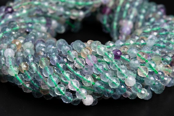 4mm Multicolor Fluorite Beads Grade Aaa Genuine Natural Gemstone Faceted Round Loose Beads 15" / 7" Bulk Lot Options (107702)