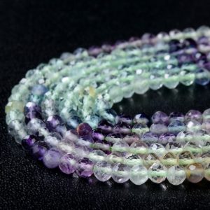 Shop Fluorite Faceted Beads! 4MM Natural Multi Color Fluorite Gemstone Grade AAA Micro Faceted Round Loose Beads 15.5 inch Full Strand (80015380-P46) | Natural genuine faceted Fluorite beads for beading and jewelry making.  #jewelry #beads #beadedjewelry #diyjewelry #jewelrymaking #beadstore #beading #affiliate #ad