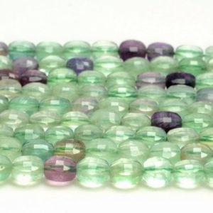 Shop Fluorite Faceted Beads! 6x4MM Fluorite Gemstone Micro Faceted Flat Round Button 15 Inch Full Strand Bulk Lot 1,2,6,12 and 50 (80007276-A252) | Natural genuine faceted Fluorite beads for beading and jewelry making.  #jewelry #beads #beadedjewelry #diyjewelry #jewelrymaking #beadstore #beading #affiliate #ad