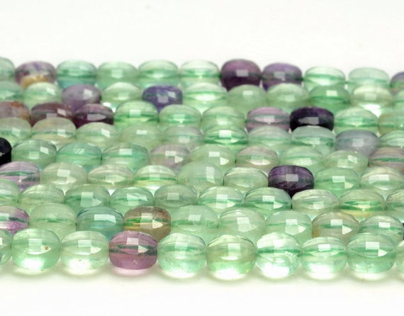 6x4mm Fluorite Gemstone Micro Faceted Flat Round Button 15 Inch Full Strand Bulk Lot 1,2,6,12 And 50 (80007276-a252)