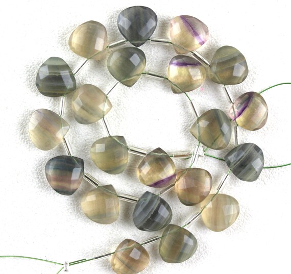 Aaa Quality 1 Strand Natural Fluorite Gemstone,faceted Heart Shape,10 Mm,fluorite Gemstone,making Jewelry, 21 Pieces,wholesale Price