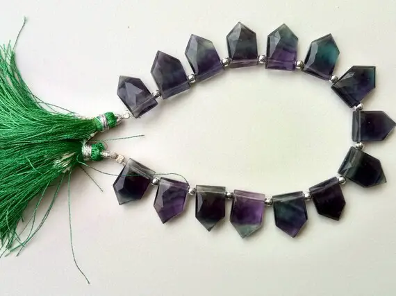 9x13mm - 11x17mm Fluorite Faceted Shield Beads, Natural Fluorite Faceted Fancy Beads, Fluorite Necklace (7pcs To 15pcs Options) - Pnt3