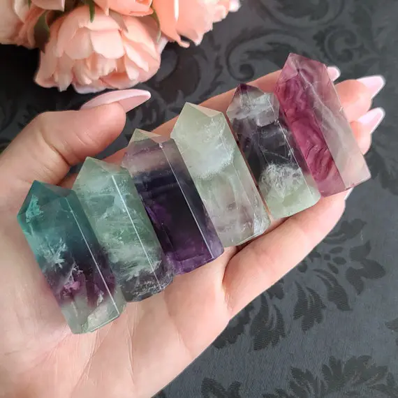 Small Fluorite Tower, Choose Your Crystal Wand Obelisk Column For Jewelry Making Or Crystal Grids