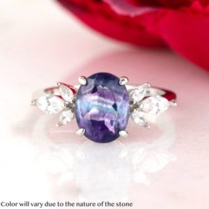 Eva Natural Fluorite Ring- Sterling Silver Ring- Vintage Fluorite Engagement Ring Promise Ring Unique ring Anniversary Birthday Gift For Her | Natural genuine Fluorite rings, simple unique alternative gemstone engagement rings. #rings #jewelry #bridal #wedding #jewelryaccessories #engagementrings #weddingideas #affiliate #ad