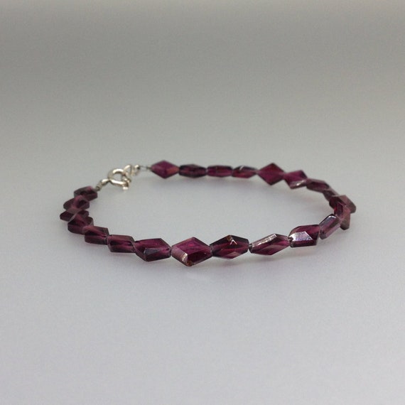 Red Garnet Bracelet Unique Gift For Her Love Stone Special Design Diamond Cut Natural Gemstone January Birthstone Two Year Anniversary Gift