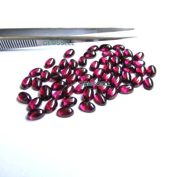 10 Pieces 4x6mm To 6x8mm Rhodolite Garnet Cabochon Oval Gemstone, Pink Garnet Oval Cabochon Gemstone, Pink Garnet Cabochon Oval Gemstone