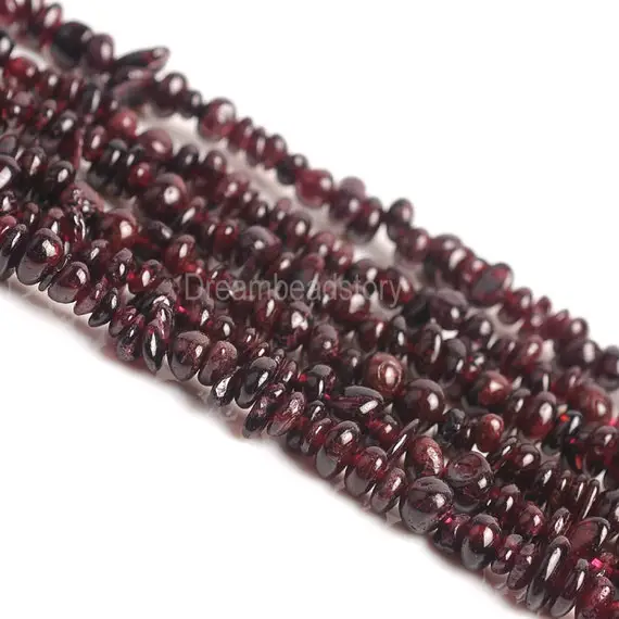 Long Strand Garnet Nugget Chips 3-5mm 34 Inch Natural Red Garnet Gemstone Irregular Pebbles Small Gemstone Chips Beads Supplies