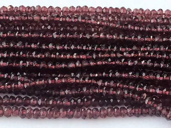 3-3.5mm Garnet Faceted Rondelles, Tiny Beads, Natural Garnet For Necklace, Loose Garnet Beads, 13 Inch (1strand To 5strands Options) - Gsa39