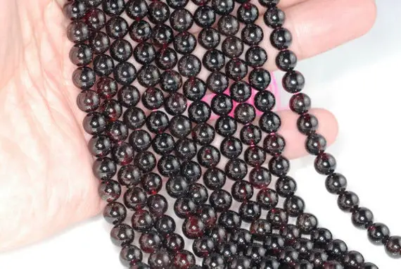 Genuine Brazil Red Garnet Gemstone Round 4mm 6mm 8mm Loose Beads 15 Inch Full Strand Bulk Lot 1,2,6,12 And 50 (149)