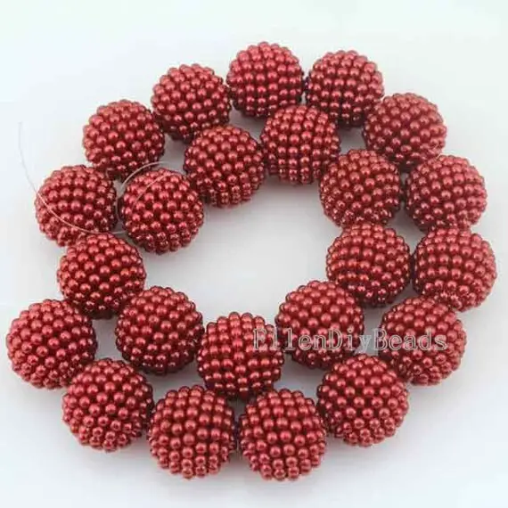 20mm Garnet Round Acrylic Pearl Ball Beads,handmade Jewelry Beads,bubble Beads, Full Strand, Gemstone Diy Beads, Wholesale Beads-23pcs-br067