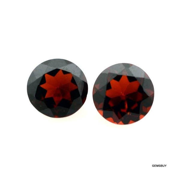 2 Pieces Match Pair 6mm Red Garnet Faceted Round Loose Gemstone, 6mm Red Garnet Round Faceted Gemstone, Red Garnet Round Faceted Gemstone