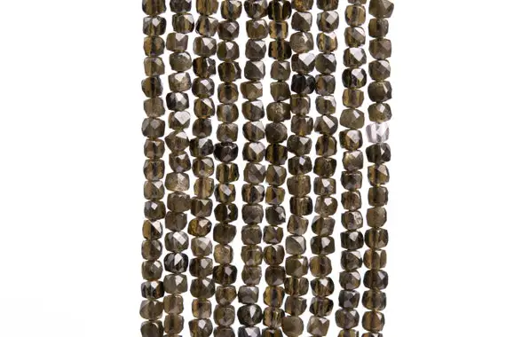 172 Pcs - 2x2mm Gold Sheen Obsidian Beads Grade Aa Genuine Natural Faceted Cube Gemstone Loose Beads (117018)