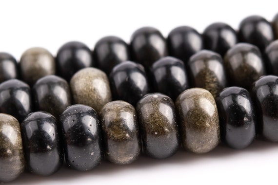 Golden Obsidian Beads Genuine Natural Grade A Gemstone Rondelle Loose Beads 6mm 8mm Bulk Lot Options