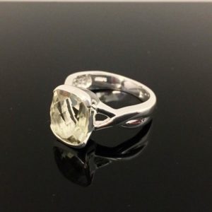 Shop Green Amethyst Rings! Green Amethyst Silver Ring // 925 Sterling Silver Setting // Cushion Cut Stone // Natural Green Amethyst | Natural genuine Green Amethyst rings, simple unique handcrafted gemstone rings. #rings #jewelry #shopping #gift #handmade #fashion #style #affiliate #ad
