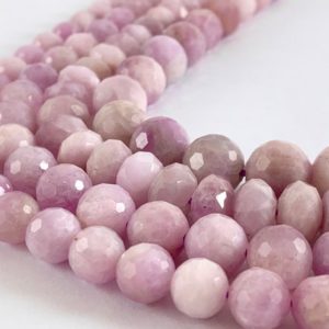Shop Kunzite Faceted Beads! Handcut Kunzite Round/Rondelle Faceted Shiny Natural Purple Color Gemstone Beads 15"- 16" | Natural genuine faceted Kunzite beads for beading and jewelry making.  #jewelry #beads #beadedjewelry #diyjewelry #jewelrymaking #beadstore #beading #affiliate #ad