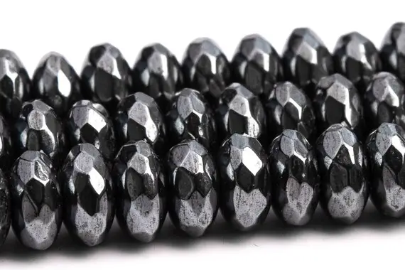 4x2mm Black Hematite Beads Grade Aaa Natural Gemstone Faceted Rondelle Loose Beads 15" / 7" Bulk Lot Options (101687)