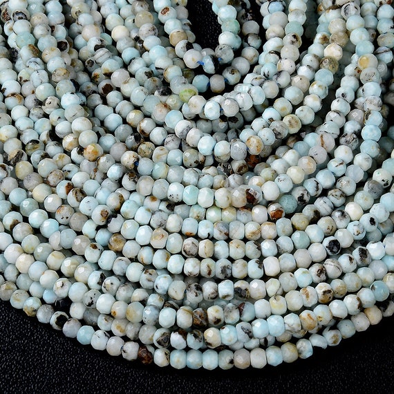 3x4mm Natural Hemimorphite Gemstone Grade A Micro Faceted Rondelle Loose Beads Bulk Lot 1,2,6,12 And 50 (p36)