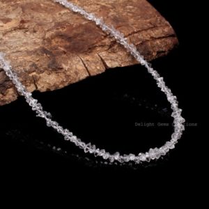 Shop Herkimer Diamond Necklaces! Natural Herkimer Diamond Uncut Nuggets Beads necklace-3mm-4mm Diamond Chips Flashy gemstone necklace-AAA quality Herkimer Halloween Jewelry | Natural genuine Herkimer Diamond necklaces. Buy crystal jewelry, handmade handcrafted artisan jewelry for women.  Unique handmade gift ideas. #jewelry #beadednecklaces #beadedjewelry #gift #shopping #handmadejewelry #fashion #style #product #necklaces #affiliate #ad