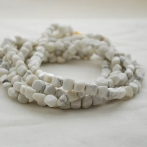 Shop Howlite Chip & Nugget Beads! High Quality Grade A Natural White Howlite Semi-Precious Gemstone Tumbled Stone Nugget Pebble Beads – approx 5mm – 8mm – 15.5" strand | Natural genuine chip Howlite beads for beading and jewelry making.  #jewelry #beads #beadedjewelry #diyjewelry #jewelrymaking #beadstore #beading #affiliate #ad