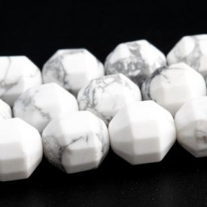 Shop Howlite Faceted Beads! 9x8MM Howlite Beads Faceted Bicone Barrel Drum Grade AAA Genuine Natural Gemstone Loose Beads 15" / 7.5" Bulk Lot Options (117612) | Natural genuine faceted Howlite beads for beading and jewelry making.  #jewelry #beads #beadedjewelry #diyjewelry #jewelrymaking #beadstore #beading #affiliate #ad