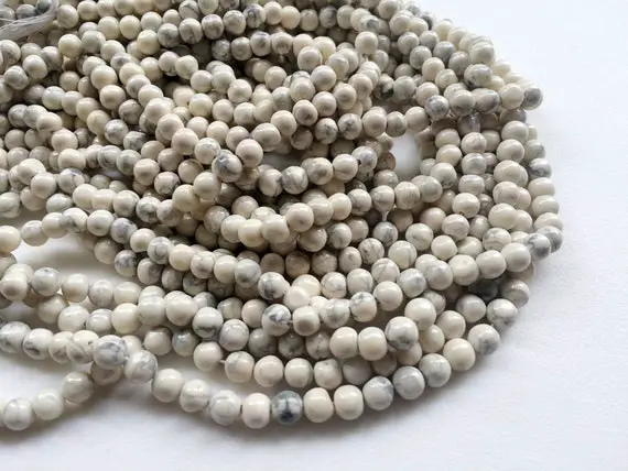6mm Howlite Plain Round Beads, Natural Howlite Plain Ball Beads, 13 Inch Howlite Plain Round Beads For Jewelry (1st To 5st Options) - Aga12